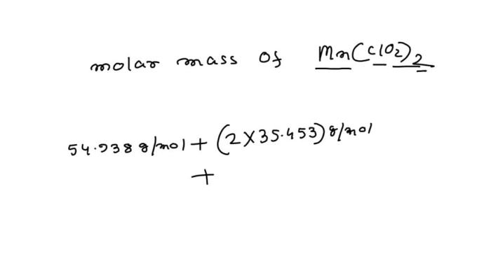 Determine the molar mass of mn clo2 2